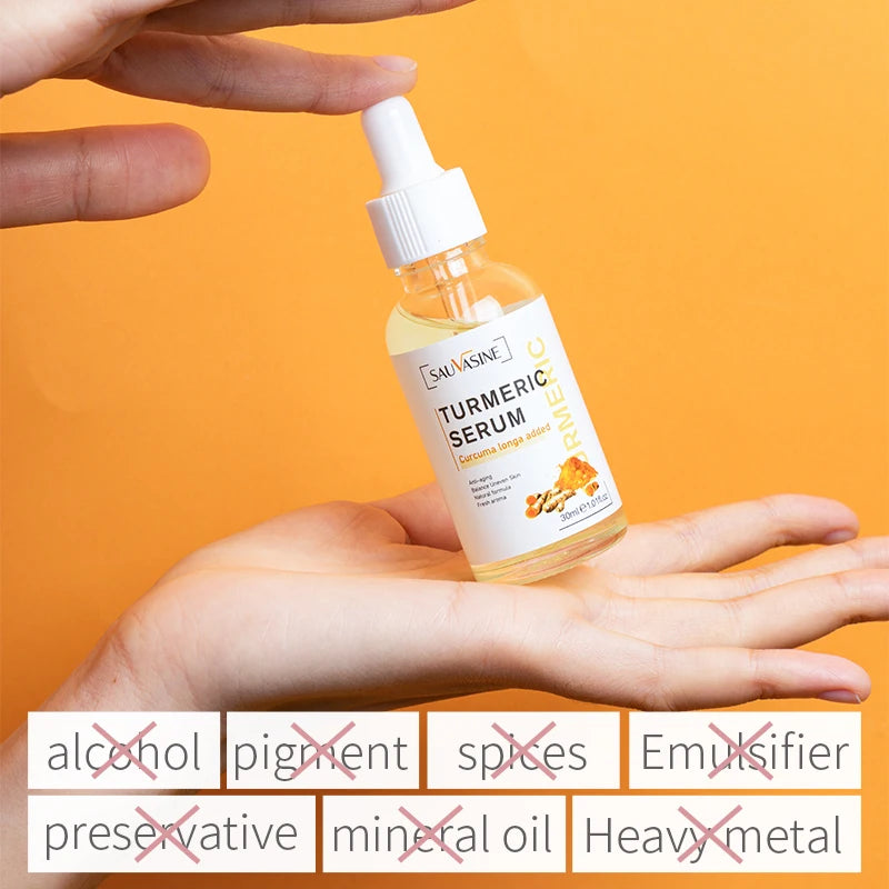 Turmeric Face Whitening Serum Anti Aging Wrinkle Moisturize Reduce Fine Lines Fade Dark Spots Facial Brighten Essence Oil