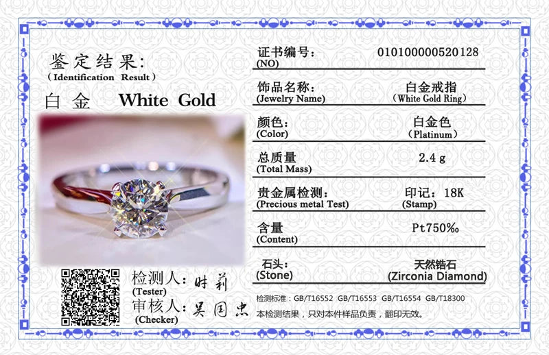 With Credentials Pure White Gold Color Tibetan Silver Rings for Women Round 8mm 2ct Cubic Zircon Rings Wedding Band Gift Jewelry