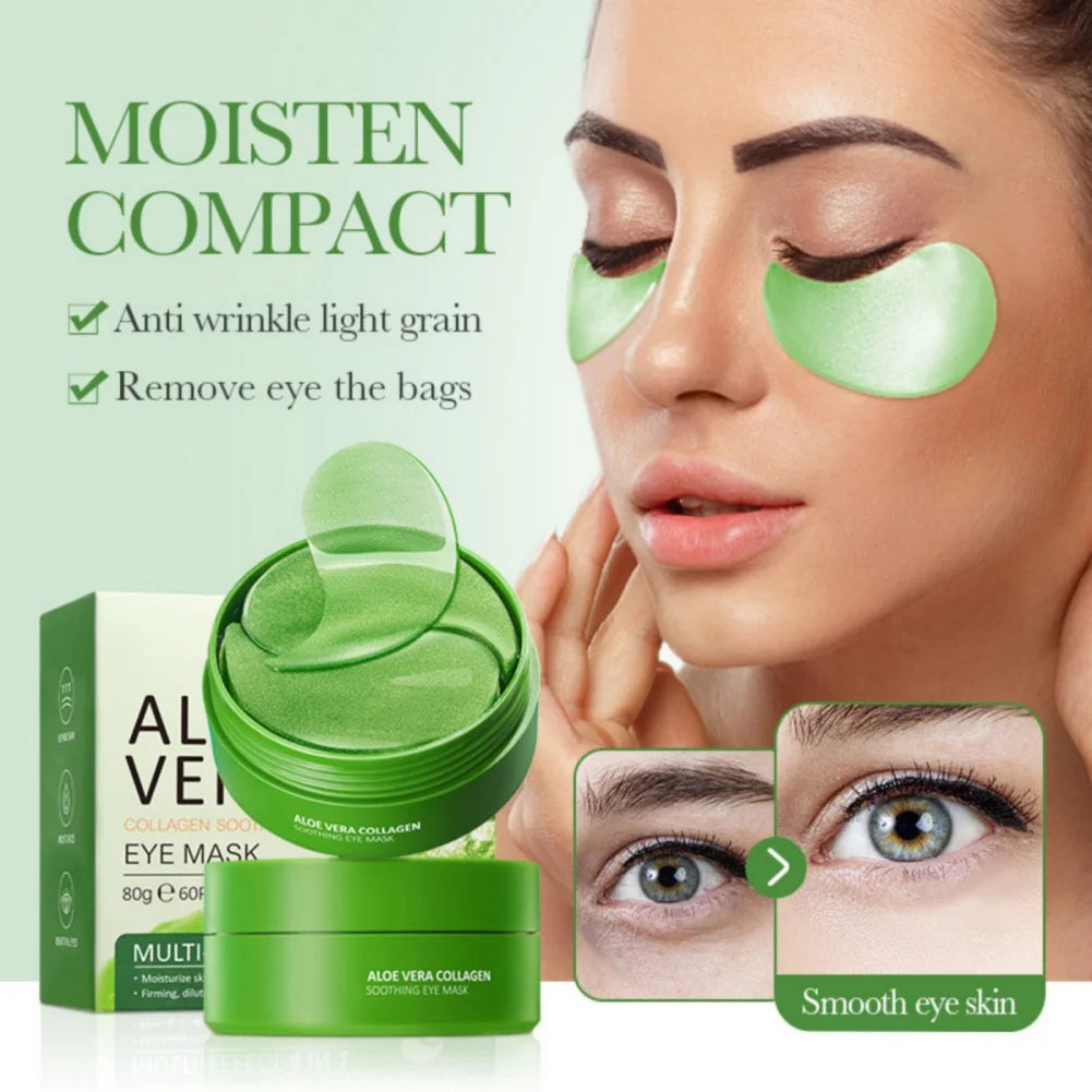 80g (60Pcs/30Pairs) Moisturizing Eye Masks Hydrating Anti-Aging Beauty Health Aloe Vera Collagen Soothing Firming Smooth Care