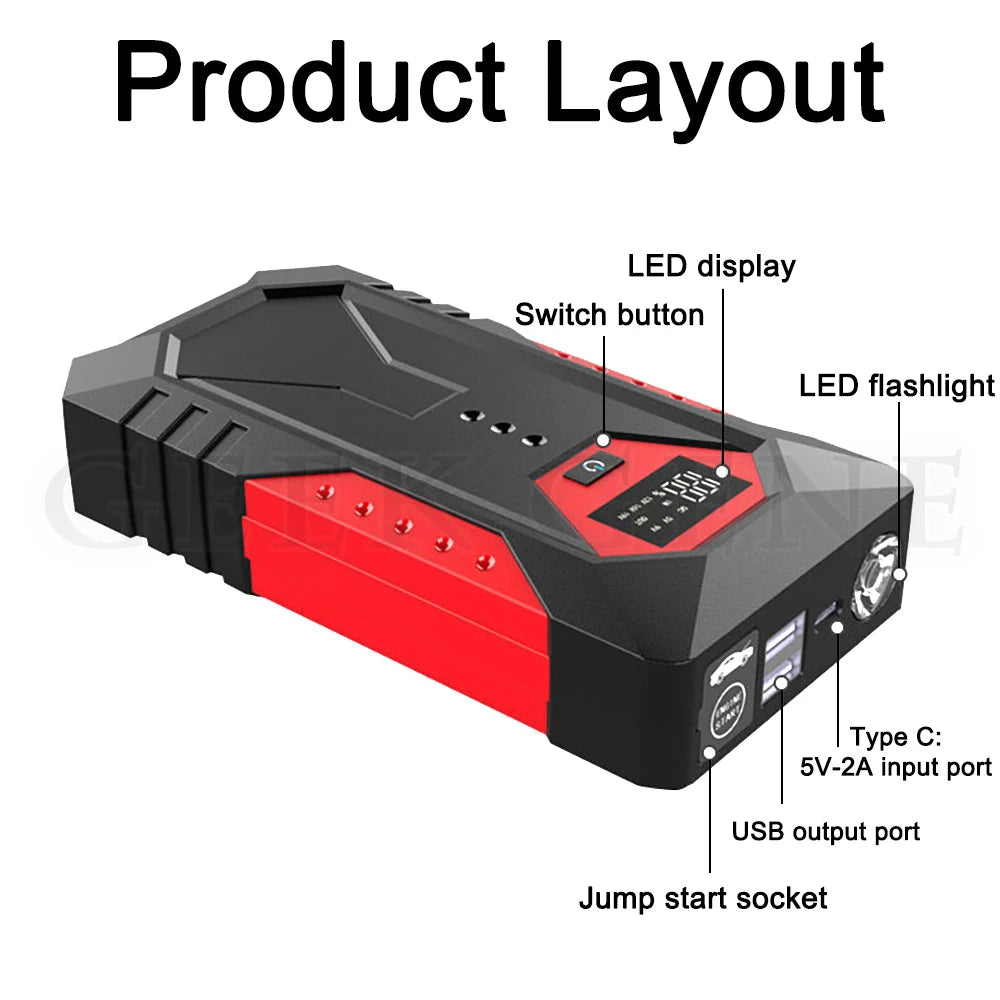 18000mAh Car Jump Starter Portable Power Bank Car Battery Booster 12V Car Starting Device for Petrol Diesel 6.0L/4.0L