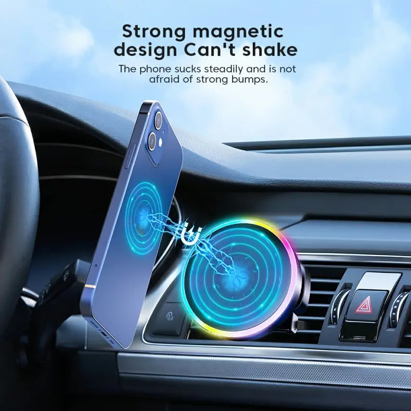 Essager RGB Magnetic Car Phone Holder Qi 15W Wireless Charger Car For iPhone 14 13 Pro Max Samsung Phone Holder Stand