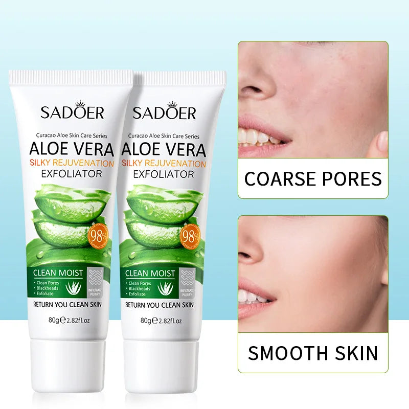 Face Exfoliating Gel Aloe Vera Facial Exfoliating Scrub Cleanses Remove Blackhead Moisturizing Shrink Pores Skin Care 80g