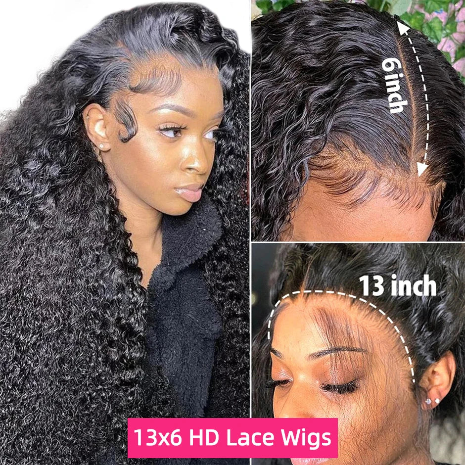 YAWAWE Water Wave 13x6HD Lace Frontal Wigs Brazilian Human Hair Wigs For Women Deep Curly Wear Go Glueless Wig preplucked Precut