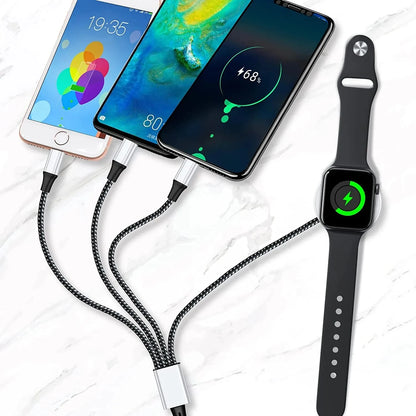 4 in 2 Multi Charging Cable For Iwatch Iphone Charger Usb Type-C Fast Charging Cable High-Quality Airpods iPad Accessories