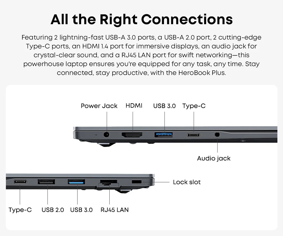 CHUWI HeroBook Pro/Plus Laptop 8GB RAM 256GB SSD Intel Celeron N4020 Dual Core Laptops IPS Screen Windows 11 NoteBook Computer