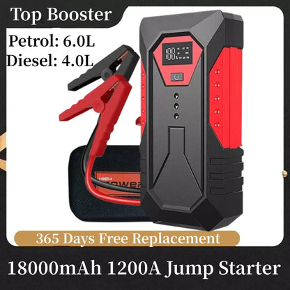 18000mAh Car Jump Starter Portable Power Bank Car Battery Booster 12V Car Starting Device for Petrol Diesel 6.0L/4.0L