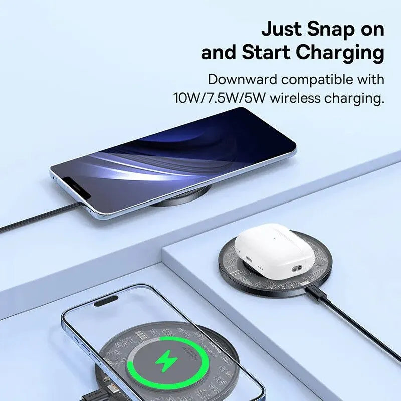 Baseus 15W Fast Wireless Charger For iPhone 15 14 For Airpods Visible Qi Wireless Quick Charging Pad For Samsung S22 Xiaomi LG