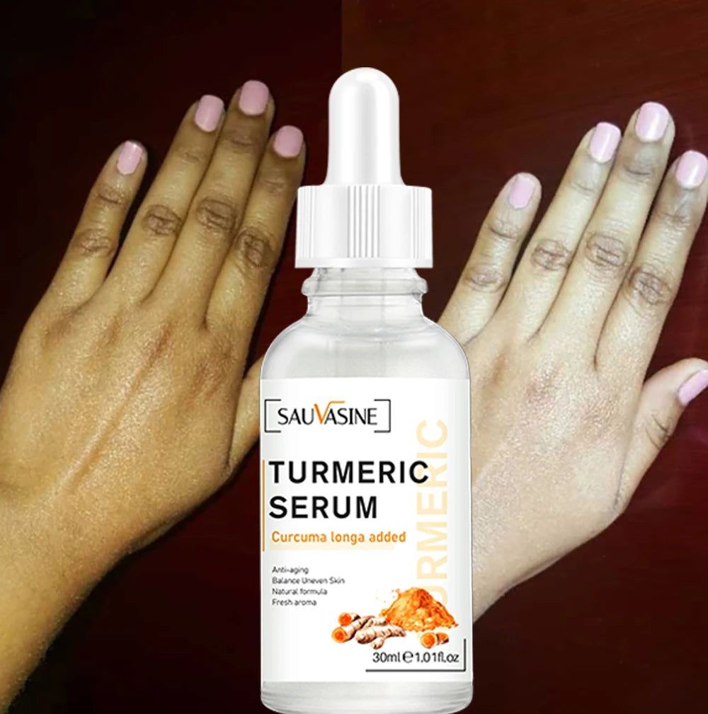 Turmeric Face Whitening Serum Anti Aging Wrinkle Moisturize Reduce Fine Lines Fade Dark Spots Facial Brighten Essence Oil