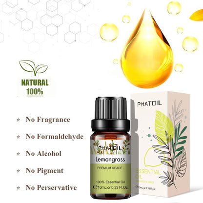 PHATOIL 10ml Ginger Essential Oil for Perfume Candles Making Spa Massage Humidifier Rose Jasmine Pine Needles Tangerine Thyme