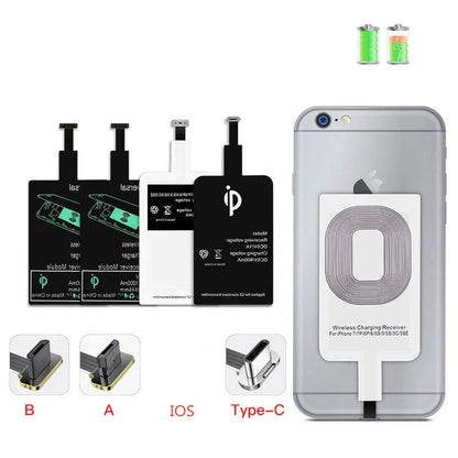 Qi Wireless Charger Receiver Support Type C  MicroUSB Fast Wireless Charging Adapter For iPhone5-7 Android phone Wireless Charge