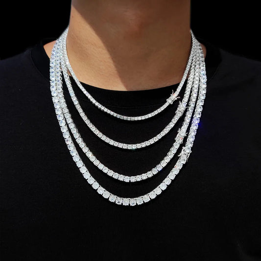 Hip Hop Jewelry Iced Out Tennis Chain Bling CZ Men Diamond Cubic Zirconia Choker Necklace Women