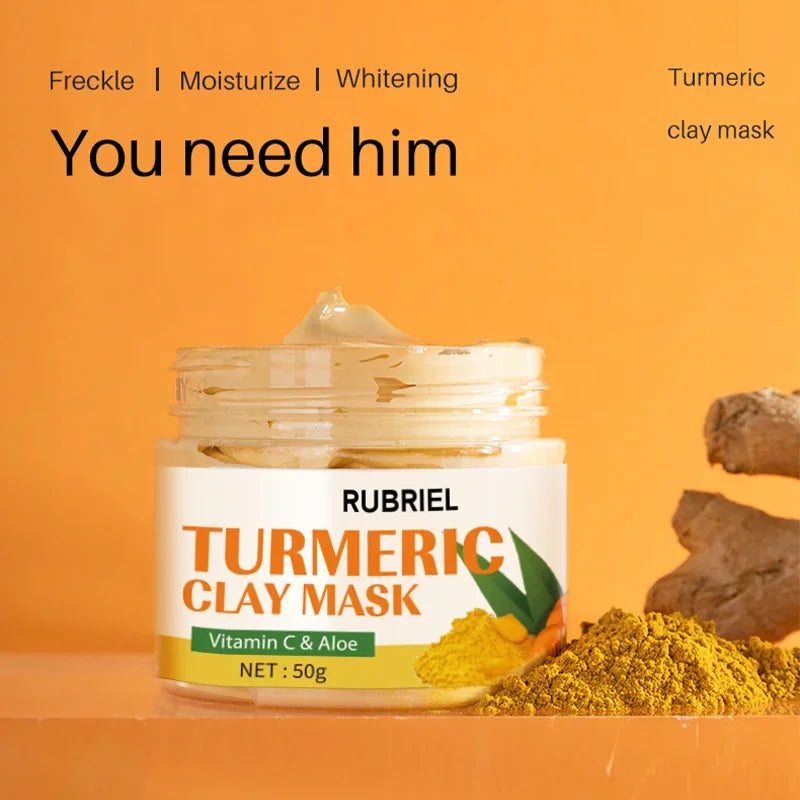 Turmeric Mud Mask Facial Purification Deep Cleansing Brightening Control oil Beauty Anti-Acne Skincare Facial Mud Mask Skin Care