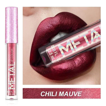 Metallic Matte Liquid Lipstick Waterproof Long Lasting Non-Stick Cup Matte Shimmer Glitter Lip Gloss Women Lips Makeup 12 Colors