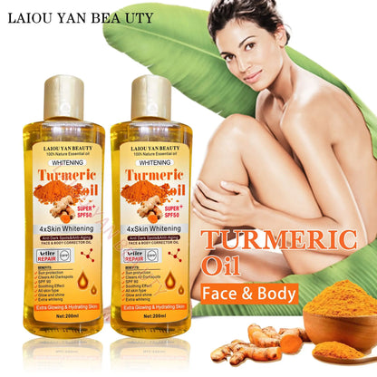 200ml Turmeric Remove Dark Spots Essential Oil for Women Moroccan Ginger Anti Wrinkle Serum Men Whitening Moisturizing Skin Care