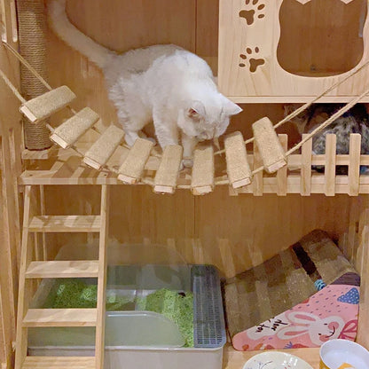Various Sizes Cat Bridge Use for Cat Cage Sisal Rope Cat Ladder Pet Furniture Cat Step Scratcher Post Kitten Toys Cat Tree Tower