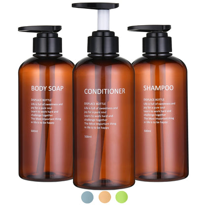 Refillable Shampoo Conditioner Body Wash Dispenser Set Printed Letters Bathroom Soap Bottle Dispenser Shower Pump Shampoo Dispen