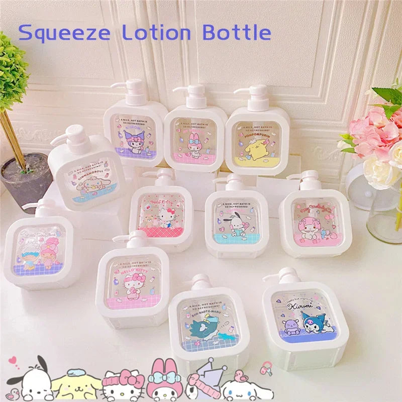 Sanrioed Cinnamoroll Hello Kitty Melody Kuromi Pochacoo Squeeze Lotion Bottle Portable Body Wash Handwashing Fluid Empty Bottled