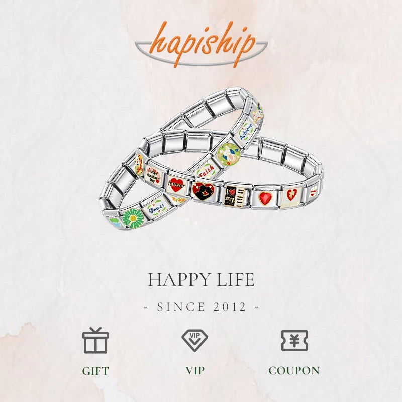 Hapiship New Fashion Women Jewelry 9mm Width  Color Stainless Steel Bracelet Bangle Girls Wedding Gift G108