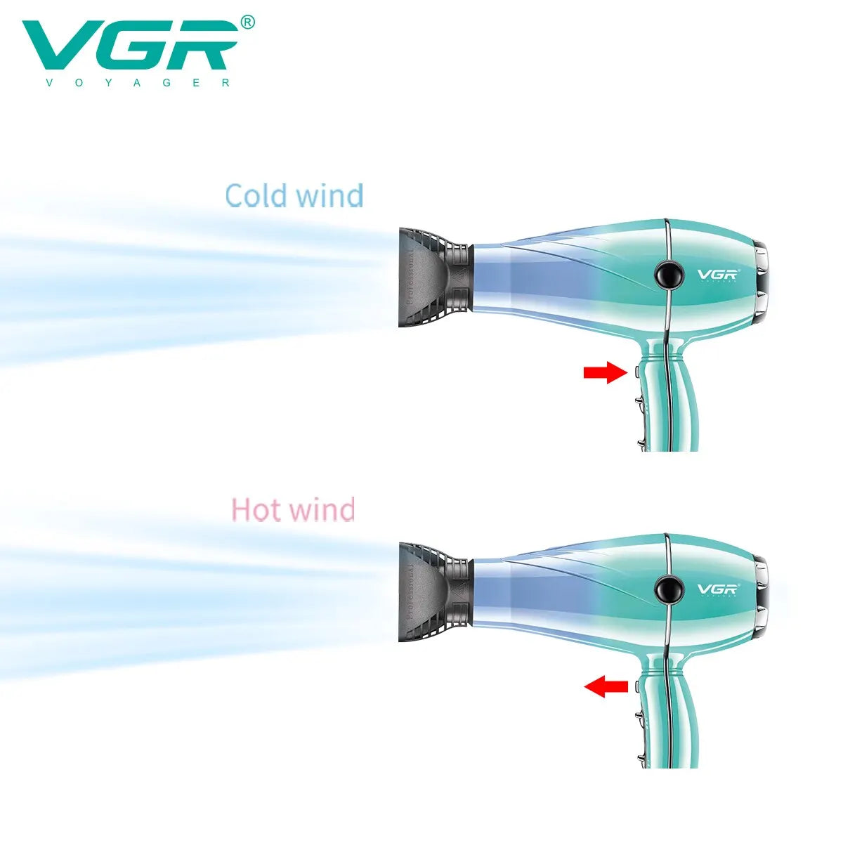 VGR Hair Dryer Professional Hair Dryer 2400W High Power Overheating Protection Strong Wind Drying Hair Care Styling Tool V-452